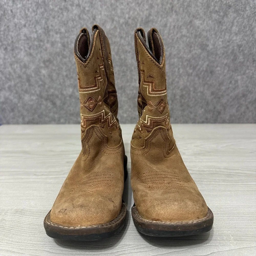 Roper‎ Monterey Aztec Western Boots Little Kids Size 11 Brown Leather Cowboy